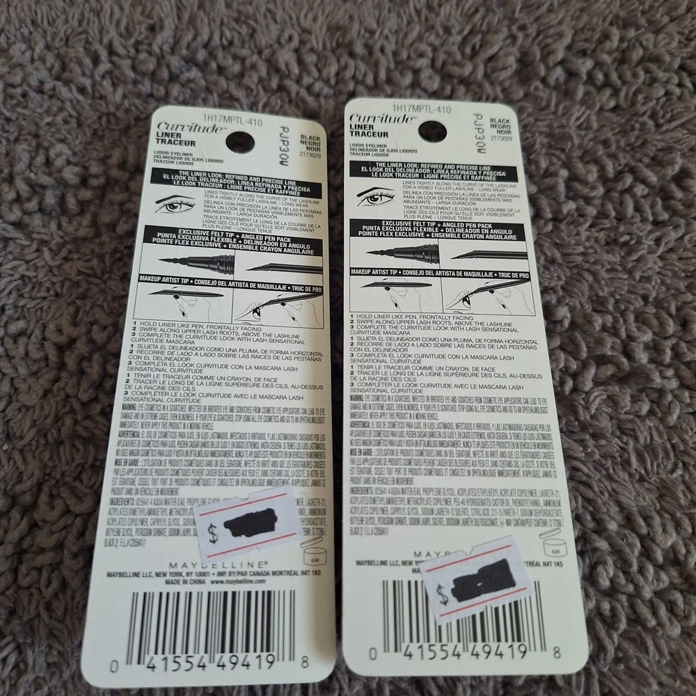 2 PK Maybelline New York‎ Curvitude Liquid Eye Liner Tracer 410 Black Ultra Fine
